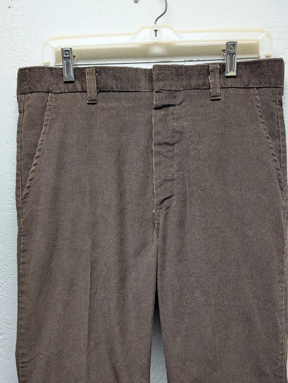 Vintage 70s Brown Corduroy Pants Mens Straight Leg Talon Zipper Trousers Cords